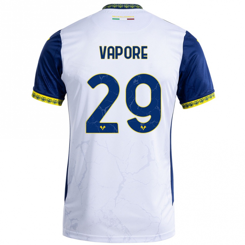 Niño Fútbol Camiseta Angelo Vapore #29 Blanco Azul 2ª Equipación 2024/25