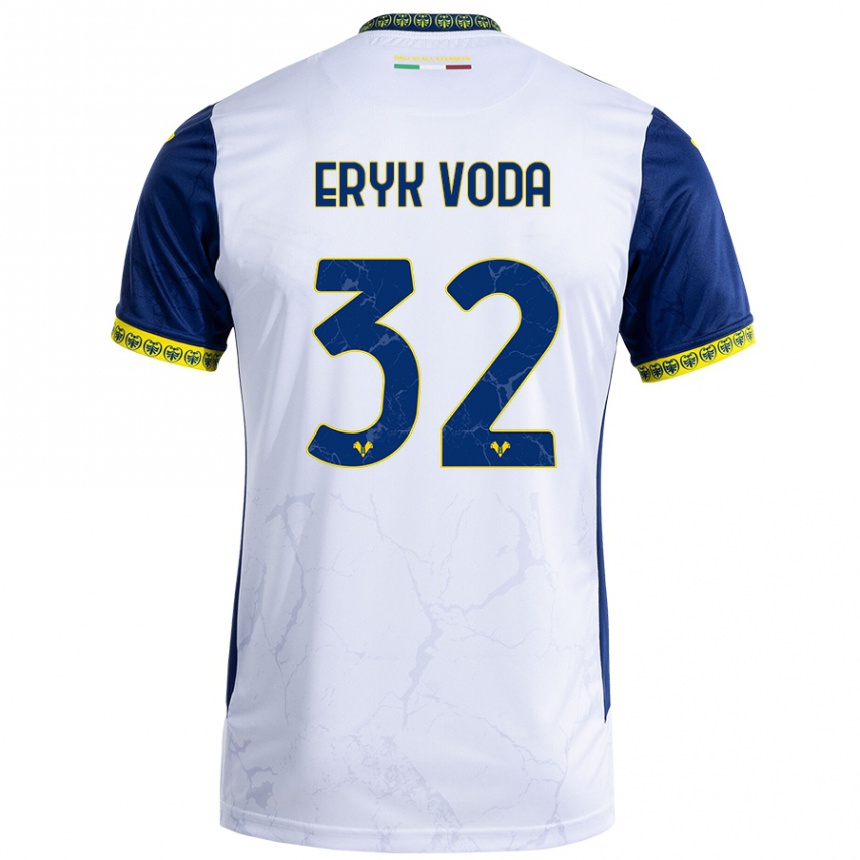 Niño Fútbol Camiseta Andrei Eryk Voda #32 Blanco Azul 2ª Equipación 2024/25