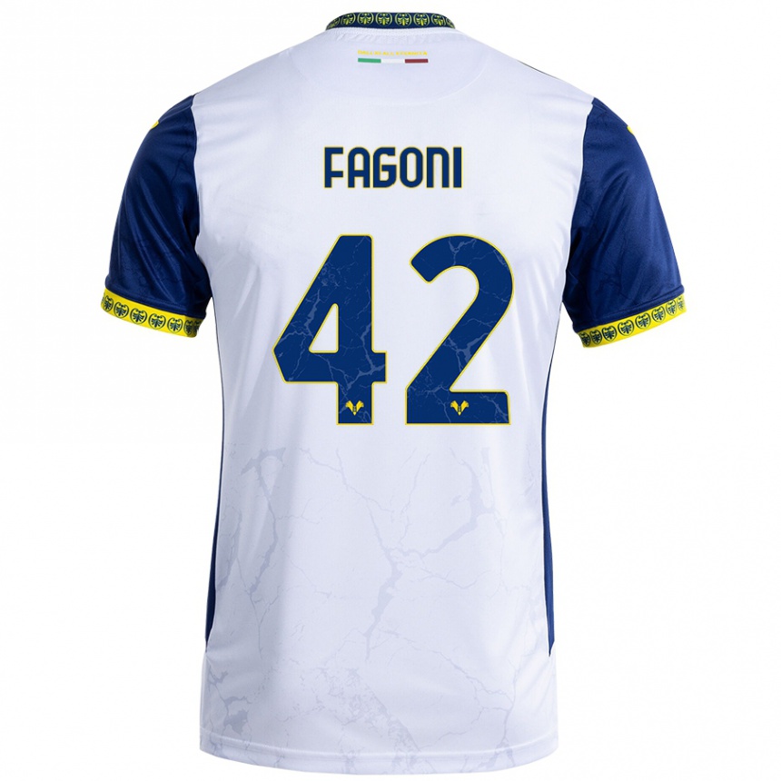 Niño Fútbol Camiseta Marco Fagoni #42 Blanco Azul 2ª Equipación 2024/25