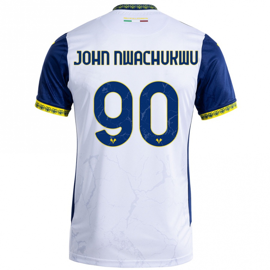 Niño Fútbol Camiseta Samuel John Nwachukwu #90 Blanco Azul 2ª Equipación 2024/25