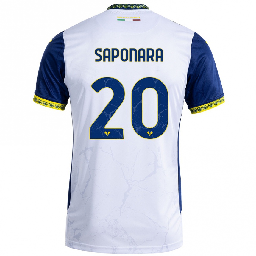 Niño Fútbol Camiseta Riccardo Saponara #20 Blanco Azul 2ª Equipación 2024/25