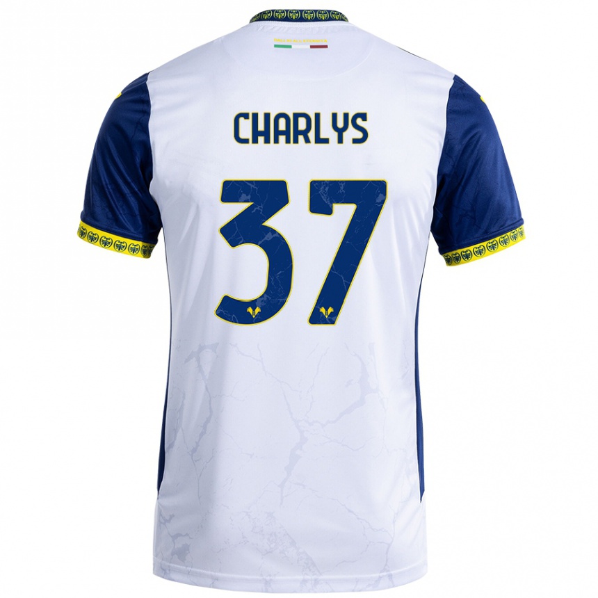 Niño Fútbol Camiseta Charlys #37 Blanco Azul 2ª Equipación 2024/25