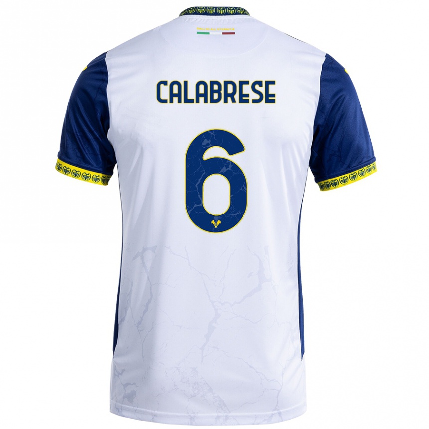 Niño Fútbol Camiseta Nicolò Calabrese #6 Blanco Azul 2ª Equipación 2024/25