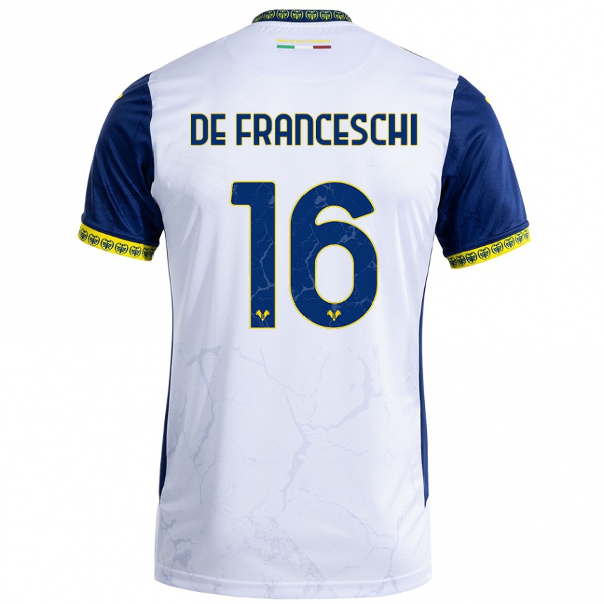 Niño Fútbol Camiseta Edoardo De Franceschi #16 Blanco Azul 2ª Equipación 2024/25