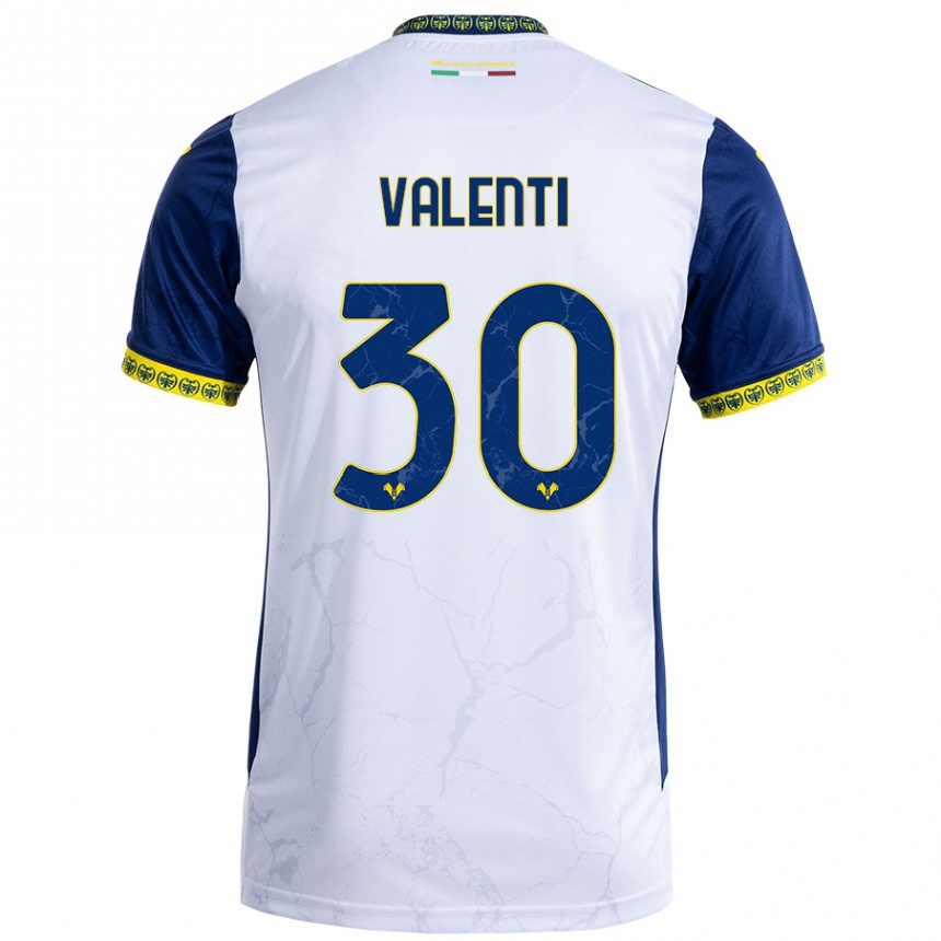 Niño Fútbol Camiseta Francesco Valenti #30 Blanco Azul 2ª Equipación 2024/25