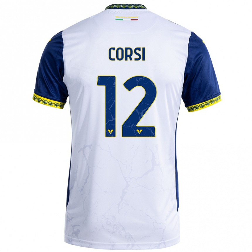 Niño Fútbol Camiseta Sara Corsi #12 Blanco Azul 2ª Equipación 2024/25