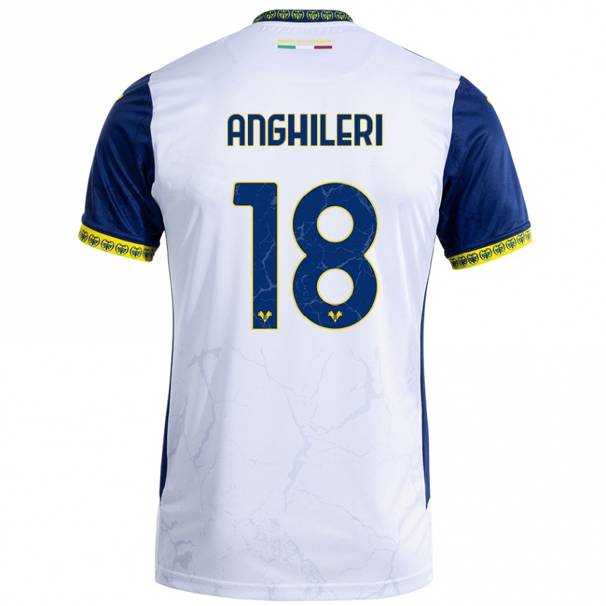 Niño Fútbol Camiseta Federica Anghileri #18 Blanco Azul 2ª Equipación 2024/25