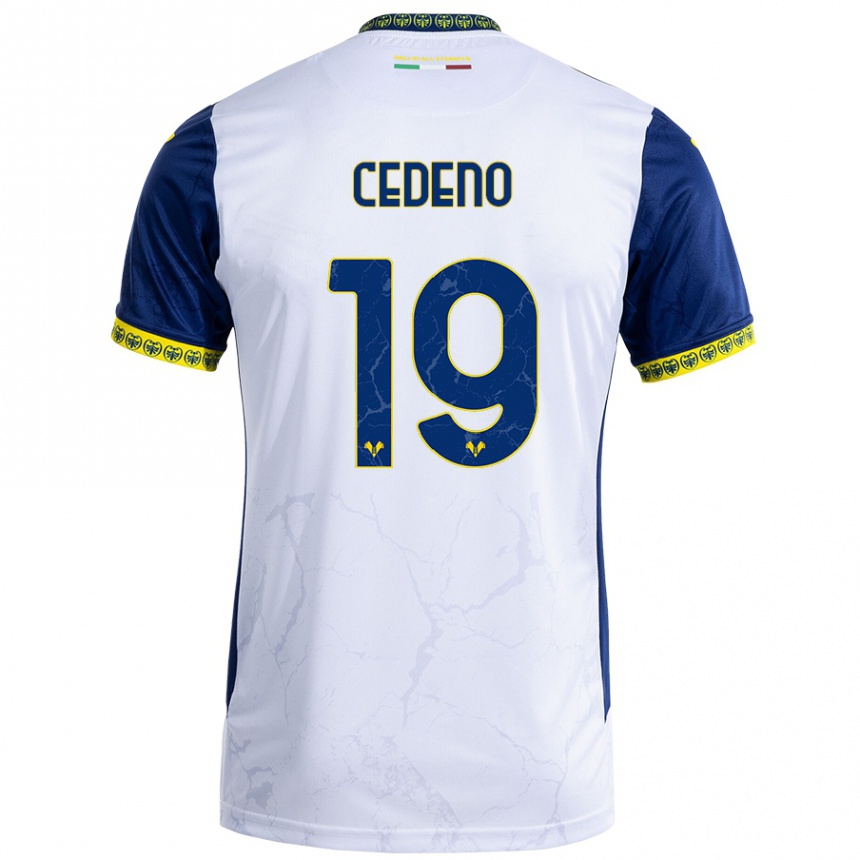 Niño Fútbol Camiseta Lineth Cedeno #19 Blanco Azul 2ª Equipación 2024/25