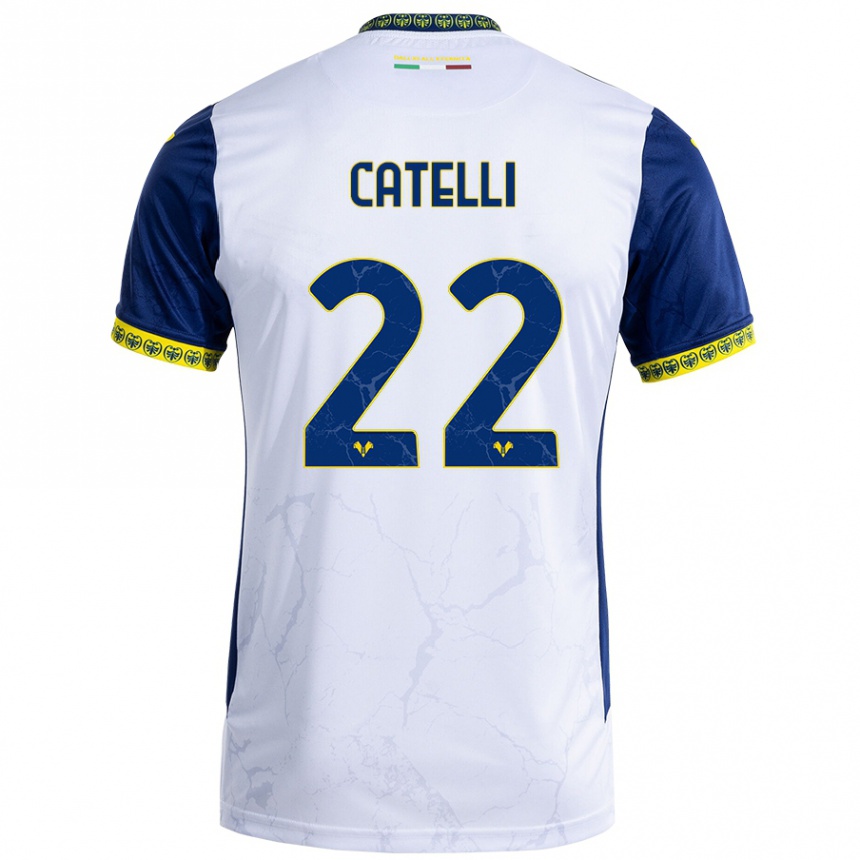 Niño Fútbol Camiseta Anna Catelli #22 Blanco Azul 2ª Equipación 2024/25