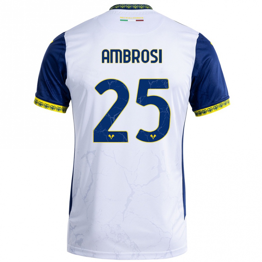 Niño Fútbol Camiseta Caterina Ambrosi #25 Blanco Azul 2ª Equipación 2024/25