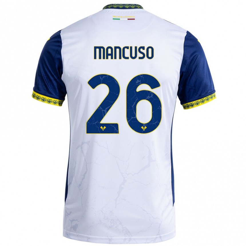 Niño Fútbol Camiseta Giulia Mancuso #26 Blanco Azul 2ª Equipación 2024/25