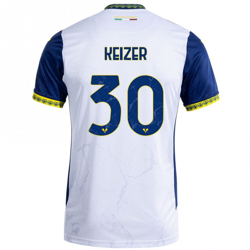 Niño Fútbol Camiseta Fanny Keizer #30 Blanco Azul 2ª Equipación 2024/25