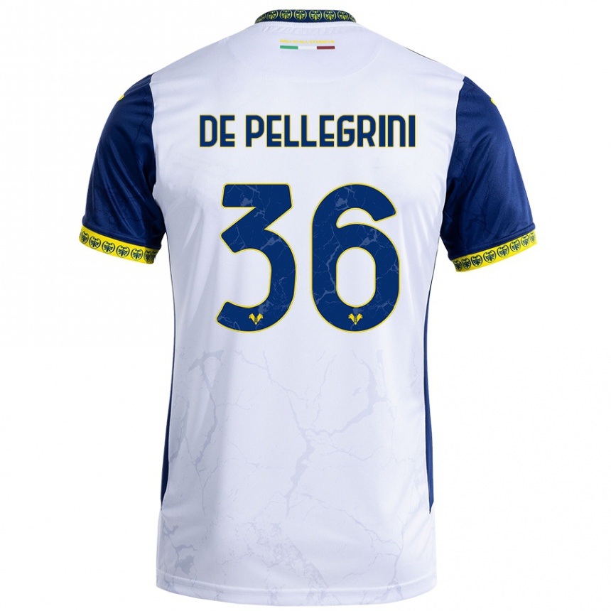 Niño Fútbol Camiseta Erika De Pellegrini #36 Blanco Azul 2ª Equipación 2024/25