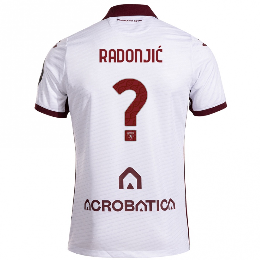 Niño Fútbol Camiseta Nemanja Radonjić #0 Blanco Granate 2ª Equipación 2024/25