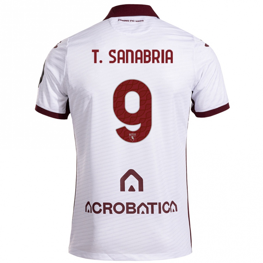 Niño Fútbol Camiseta Antonio Sanabria #9 Blanco Granate 2ª Equipación 2024/25