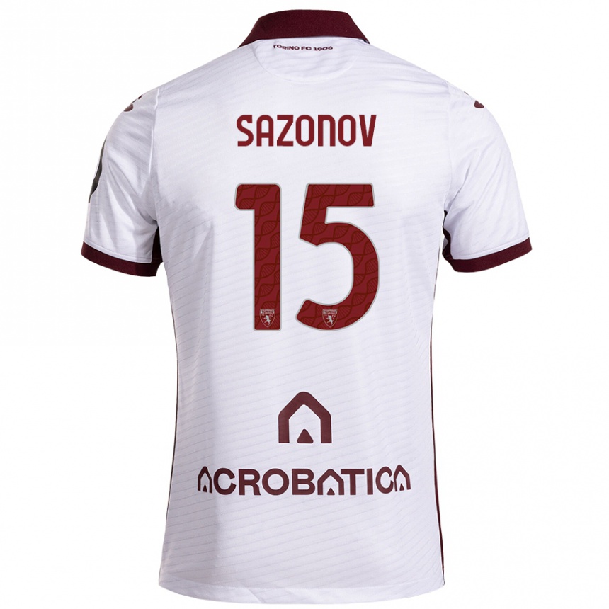 Niño Fútbol Camiseta Saba Sazonov #15 Blanco Granate 2ª Equipación 2024/25