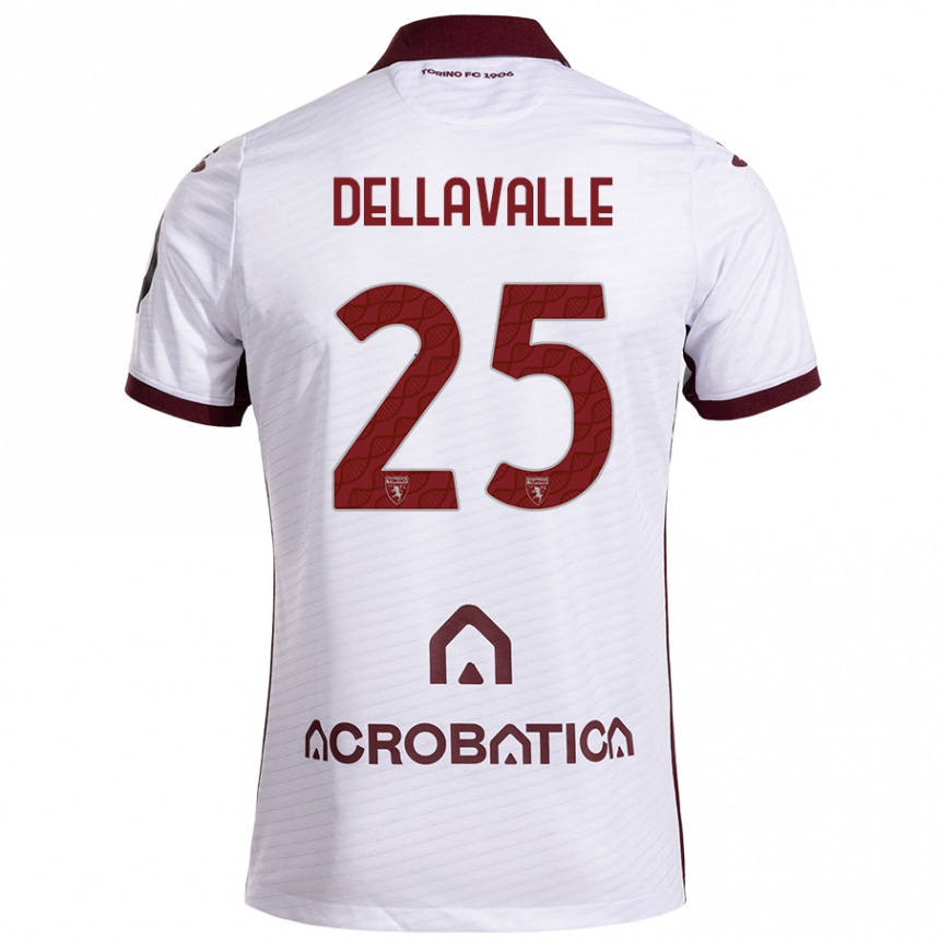 Niño Fútbol Camiseta Alessandro Dellavalle #25 Blanco Granate 2ª Equipación 2024/25