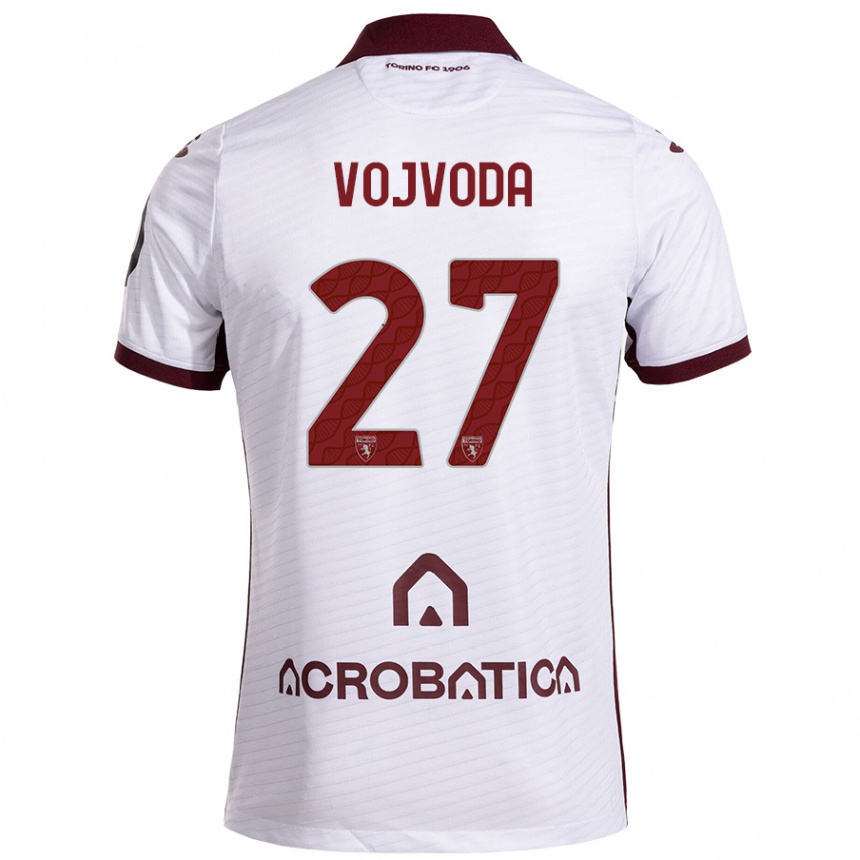 Niño Fútbol Camiseta Mërgim Vojvoda #27 Blanco Granate 2ª Equipación 2024/25