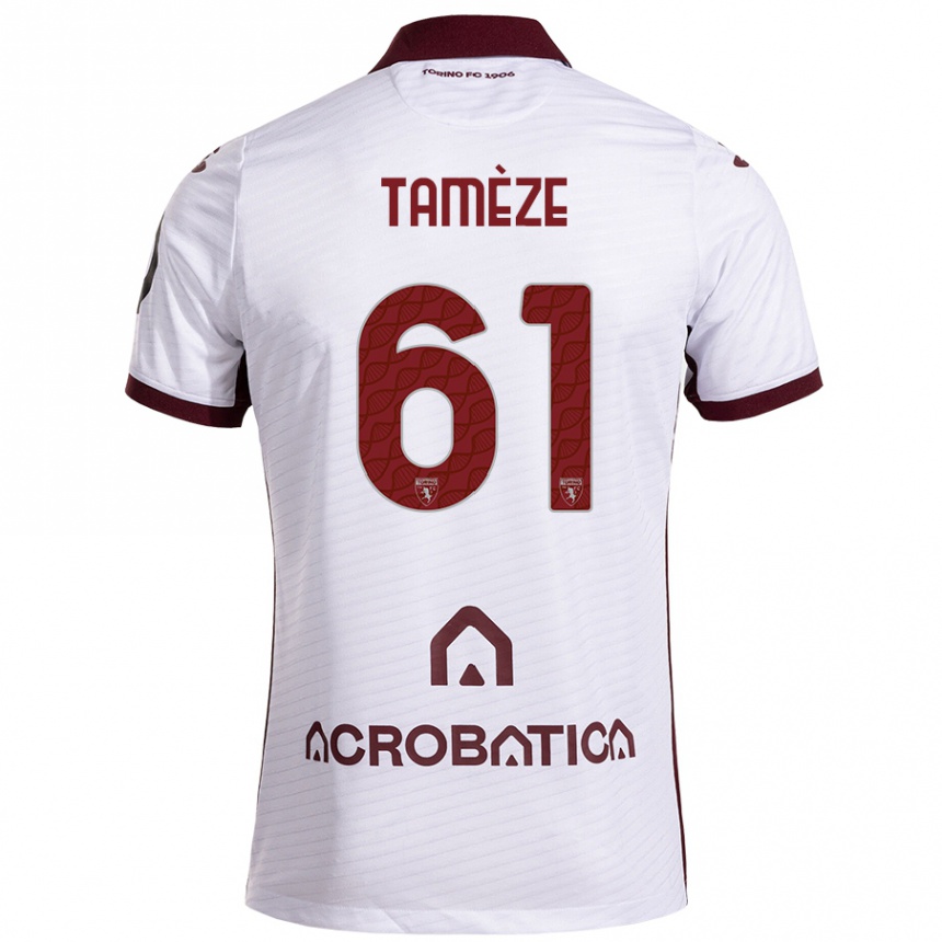 Niño Fútbol Camiseta Adrien Tamèze #61 Blanco Granate 2ª Equipación 2024/25