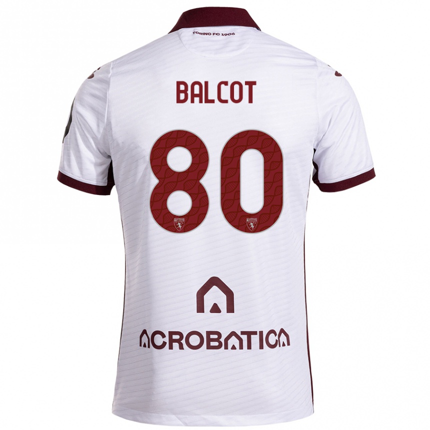 Niño Fútbol Camiseta Côme Bianay Balcot #80 Blanco Granate 2ª Equipación 2024/25