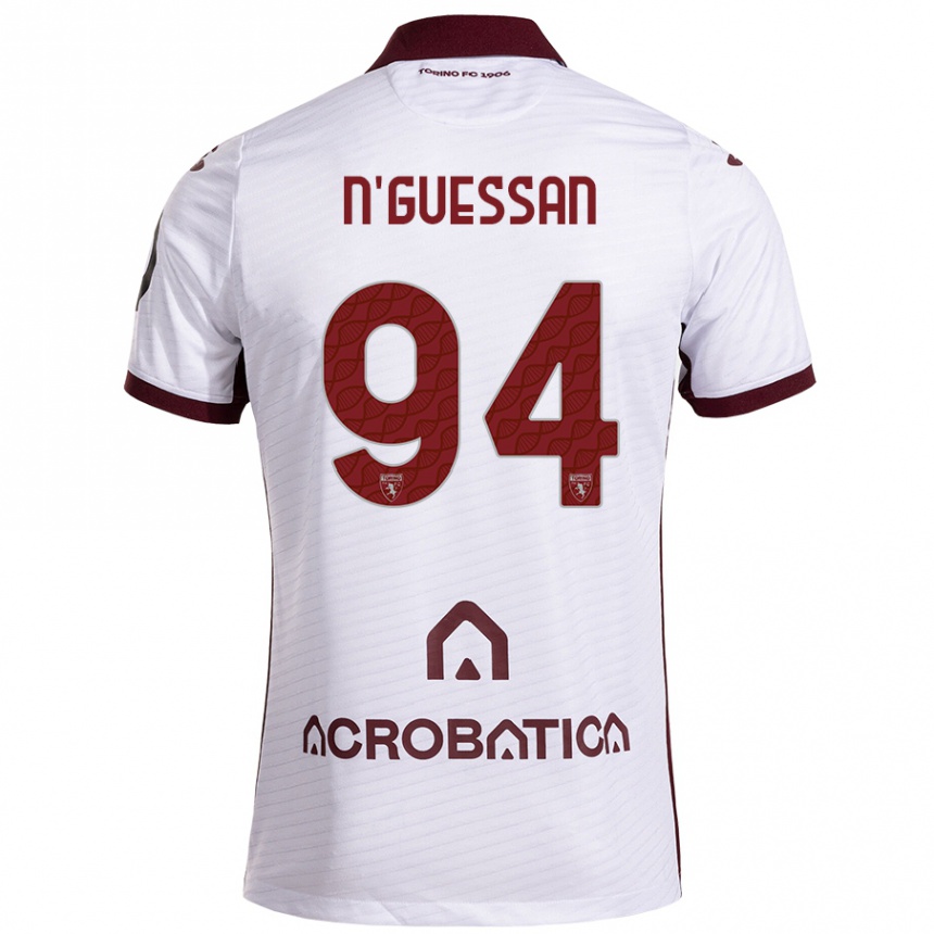 Niño Fútbol Camiseta Ange Caumenan N'guessan #94 Blanco Granate 2ª Equipación 2024/25