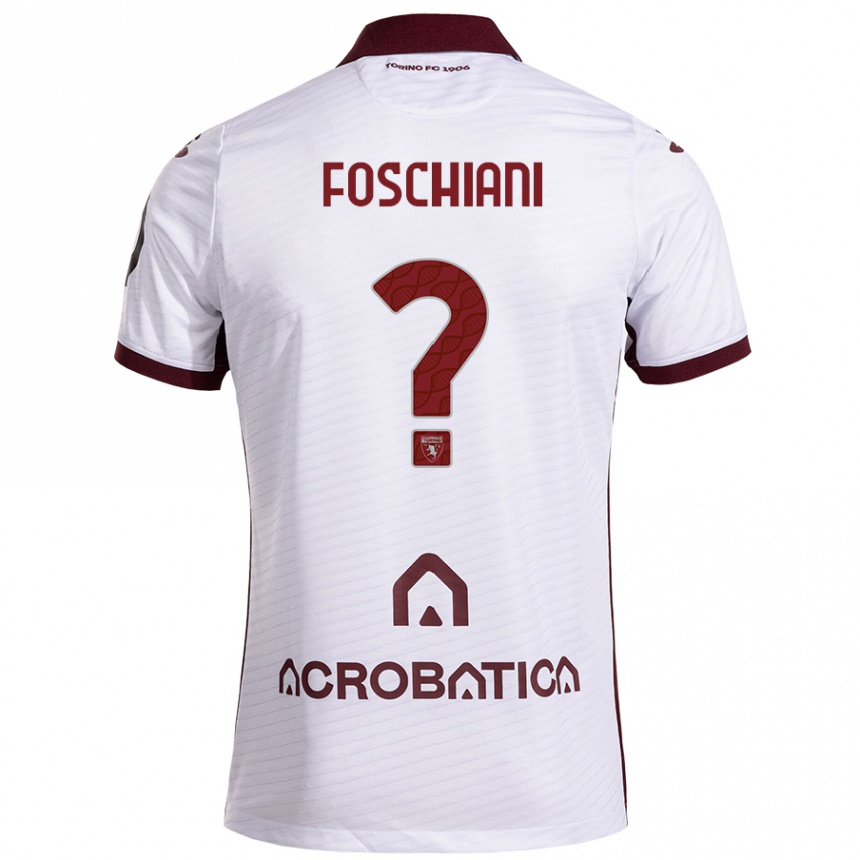 Niño Fútbol Camiseta Francesco Foschiani #0 Blanco Granate 2ª Equipación 2024/25