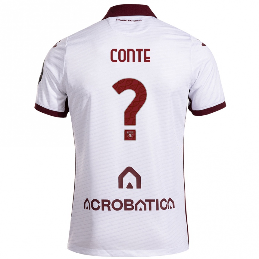 Niño Fútbol Camiseta Gioele Conte #0 Blanco Granate 2ª Equipación 2024/25