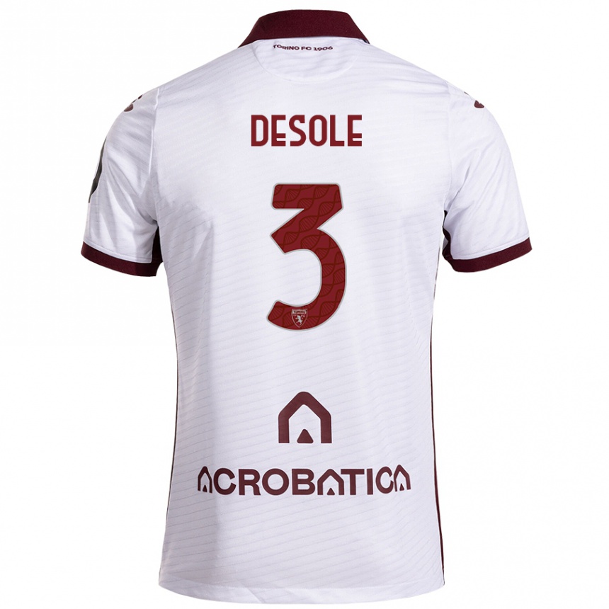 Niño Fútbol Camiseta Fabio Desole #3 Blanco Granate 2ª Equipación 2024/25