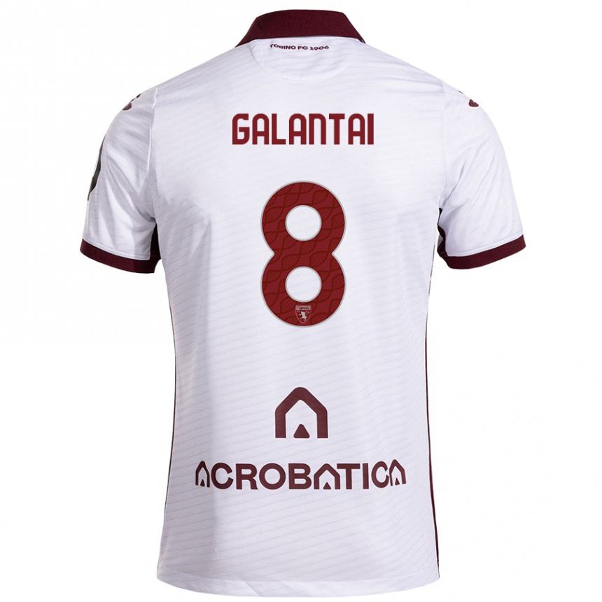 Niño Fútbol Camiseta Tamás Galántai #8 Blanco Granate 2ª Equipación 2024/25