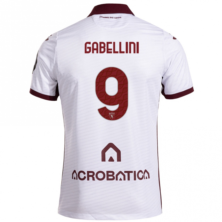 Niño Fútbol Camiseta Tommaso Gabellini #9 Blanco Granate 2ª Equipación 2024/25