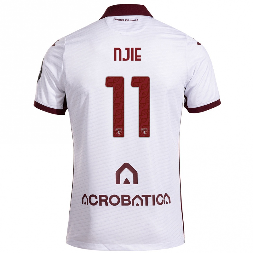 Niño Fútbol Camiseta Alieu Njie #11 Blanco Granate 2ª Equipación 2024/25