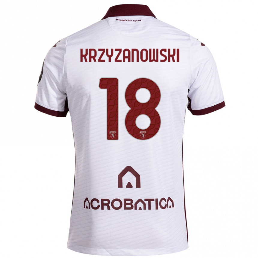 Niño Fútbol Camiseta Jakub Krzyzanowski #18 Blanco Granate 2ª Equipación 2024/25