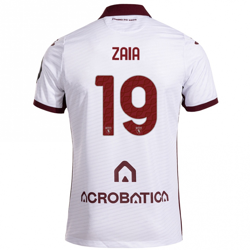 Niño Fútbol Camiseta Edoardo Zaia #19 Blanco Granate 2ª Equipación 2024/25