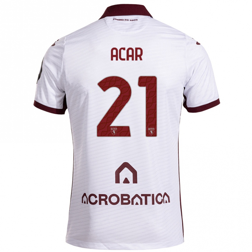 Niño Fútbol Camiseta Emirhan Acar #21 Blanco Granate 2ª Equipación 2024/25