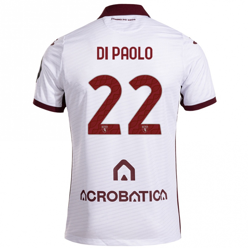 Niño Fútbol Camiseta Sebastiano Di Paolo #22 Blanco Granate 2ª Equipación 2024/25