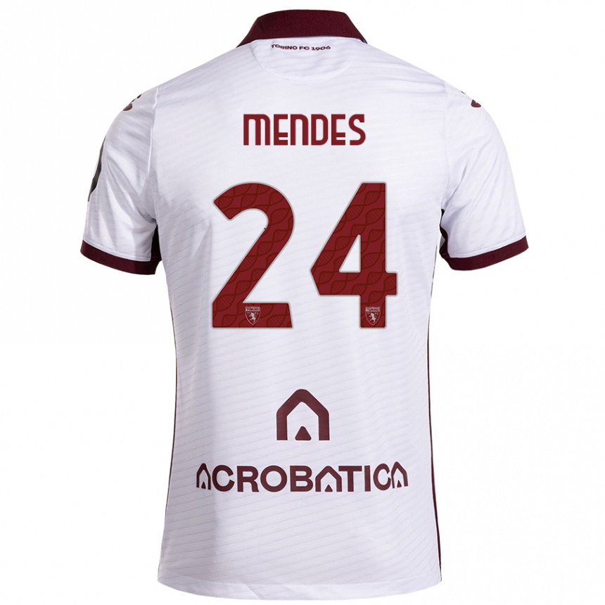 Niño Fútbol Camiseta Rodrigo Mendes #24 Blanco Granate 2ª Equipación 2024/25