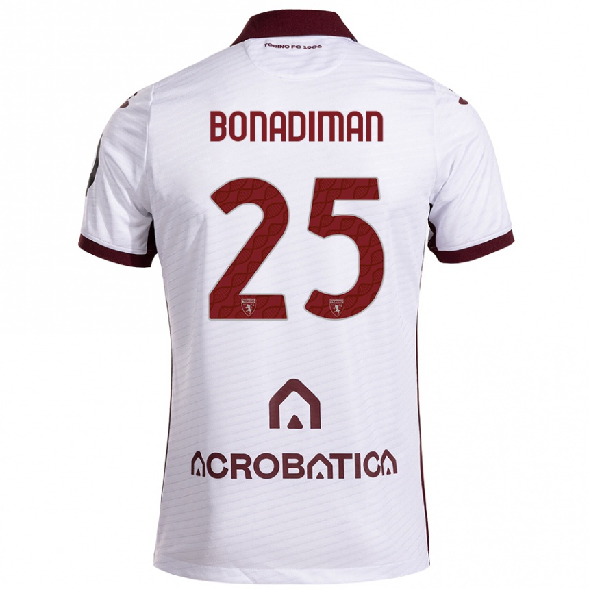 Niño Fútbol Camiseta Matteo Bonadiman #25 Blanco Granate 2ª Equipación 2024/25