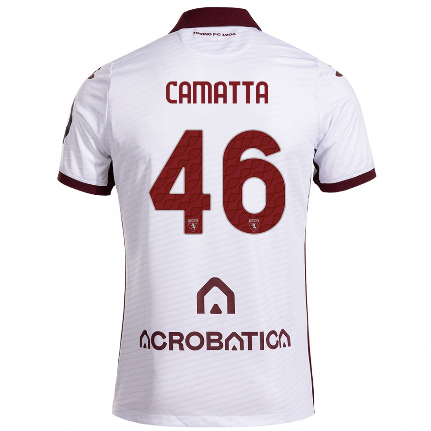 Niño Fútbol Camiseta Alessandro Camatta #46 Blanco Granate 2ª Equipación 2024/25