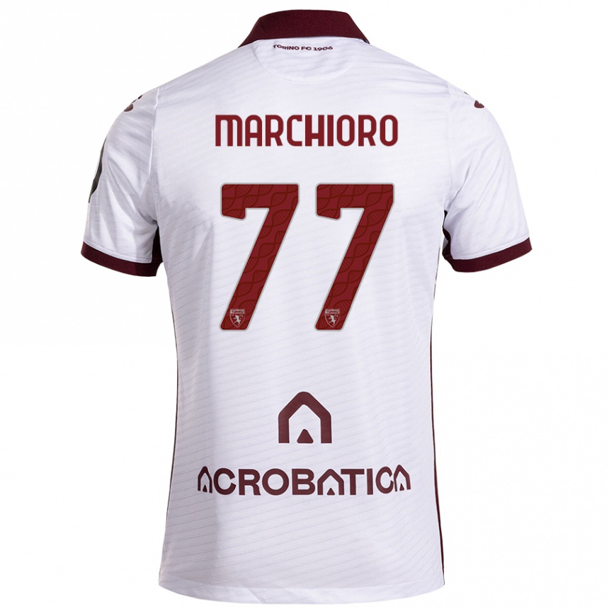 Niño Fútbol Camiseta Raffaele Marchioro #77 Blanco Granate 2ª Equipación 2024/25