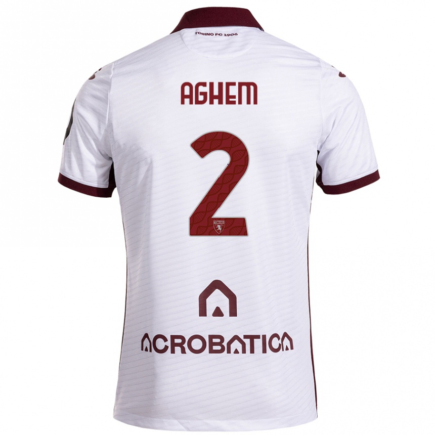 Niño Fútbol Camiseta Brigitta Aghem #2 Blanco Granate 2ª Equipación 2024/25