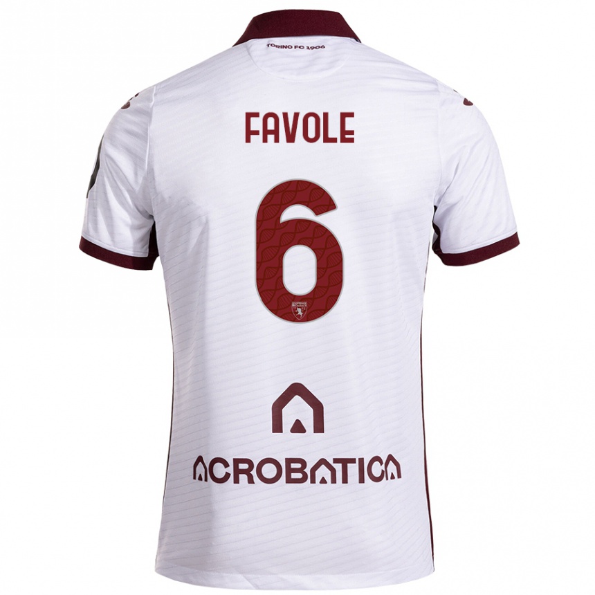 Niño Fútbol Camiseta Stefania Favole #6 Blanco Granate 2ª Equipación 2024/25