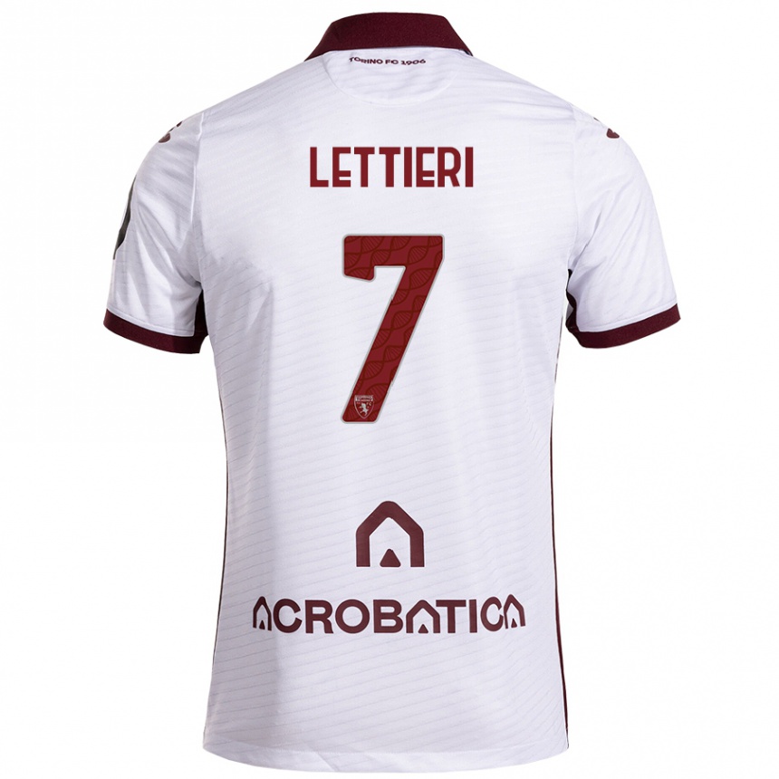 Niño Fútbol Camiseta Jessica Lettieri #7 Blanco Granate 2ª Equipación 2024/25