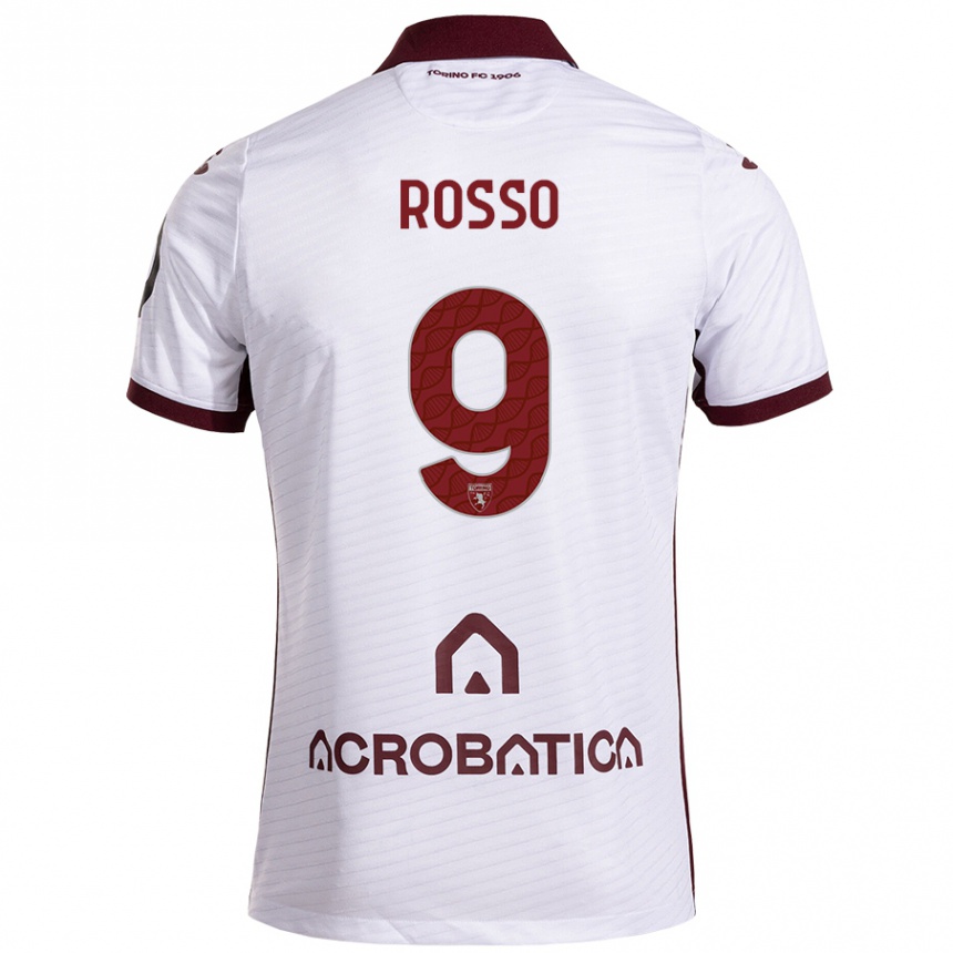 Niño Fútbol Camiseta Eleonora Rosso #9 Blanco Granate 2ª Equipación 2024/25