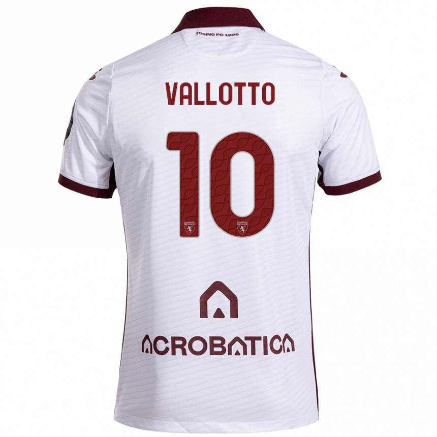 Niño Fútbol Camiseta Greta Vallotto #10 Blanco Granate 2ª Equipación 2024/25