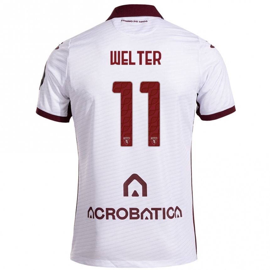 Niño Fútbol Camiseta Francesca Welter #11 Blanco Granate 2ª Equipación 2024/25