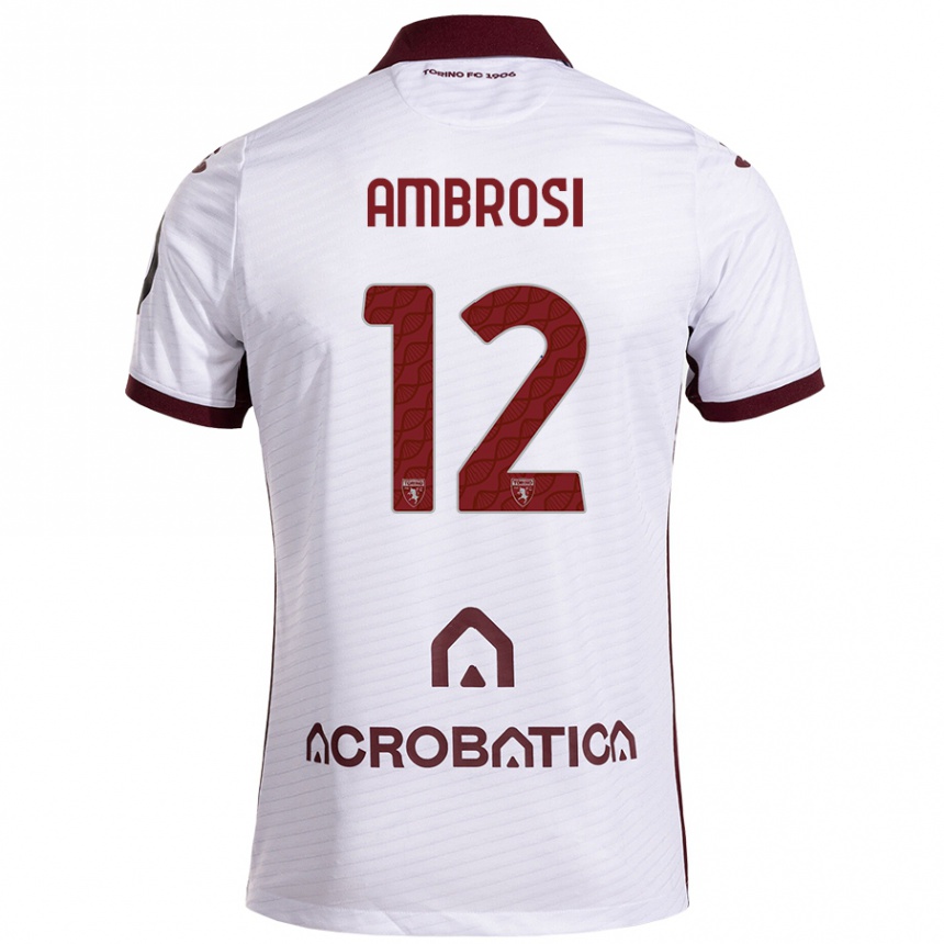 Niño Fútbol Camiseta Martina Ambrosi #12 Blanco Granate 2ª Equipación 2024/25