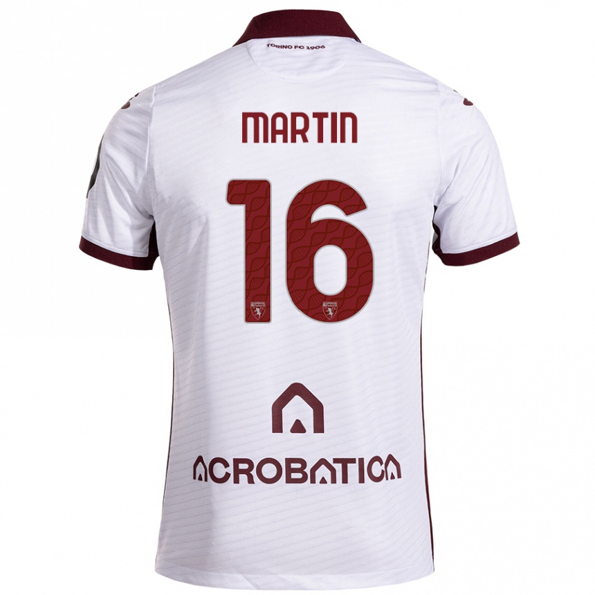 Niño Fútbol Camiseta Francesca Martin #16 Blanco Granate 2ª Equipación 2024/25