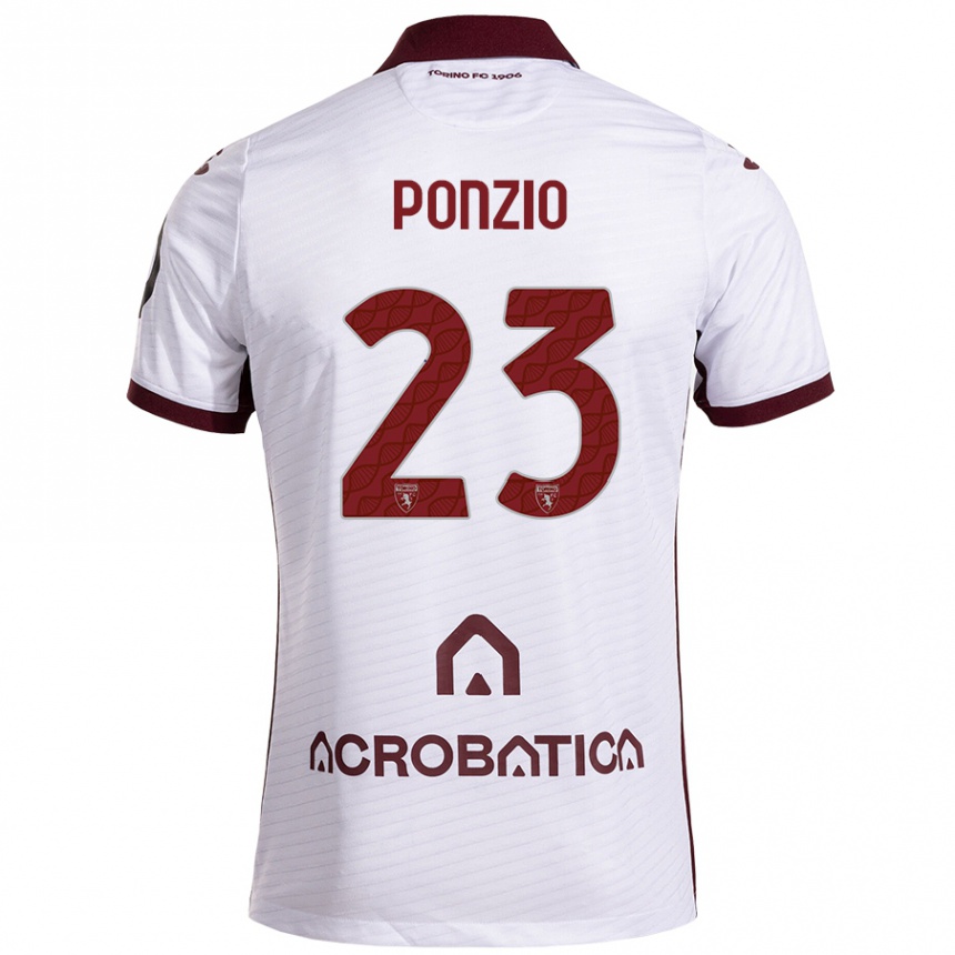 Niño Fútbol Camiseta Erika Ponzio #23 Blanco Granate 2ª Equipación 2024/25