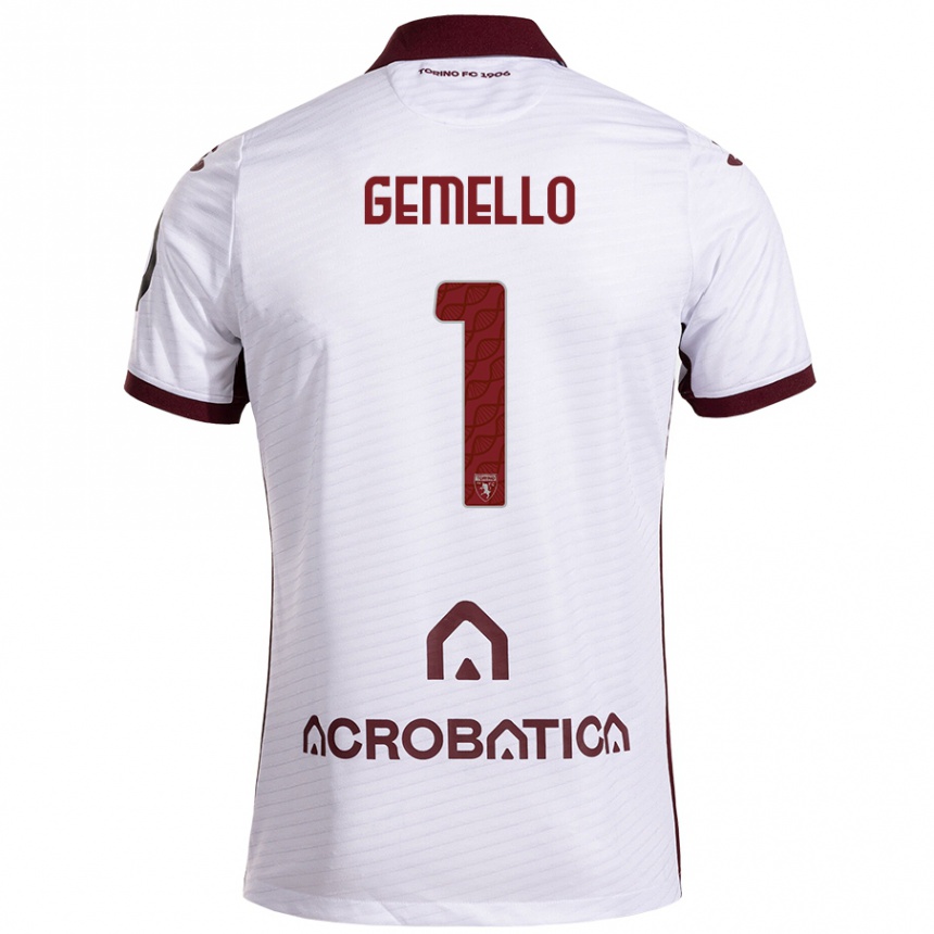 Niño Fútbol Camiseta Luca Gemello #1 Blanco Granate 2ª Equipación 2024/25