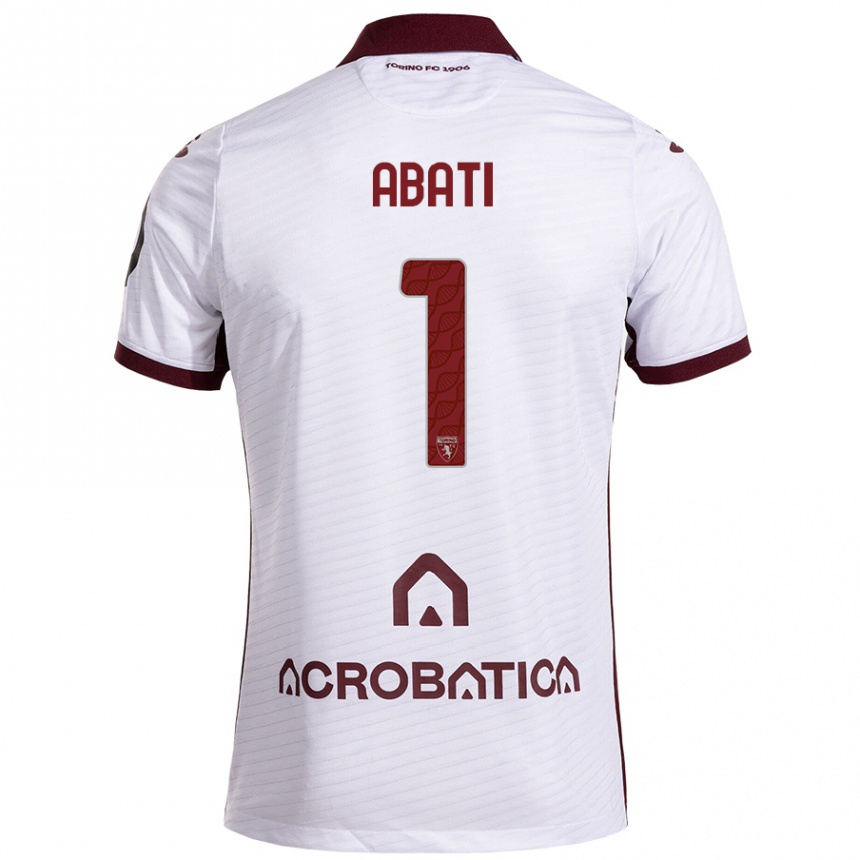 Niño Fútbol Camiseta Lorenzo Abati #1 Blanco Granate 2ª Equipación 2024/25